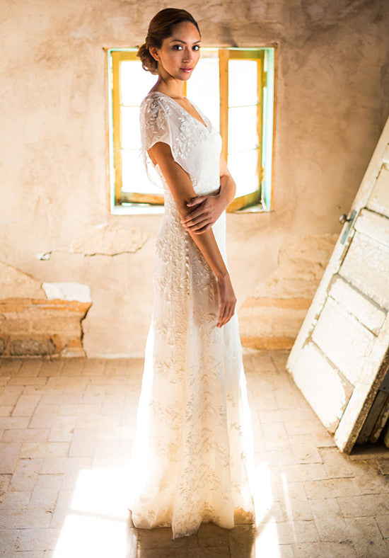 Flowing Silk Wedding Dress